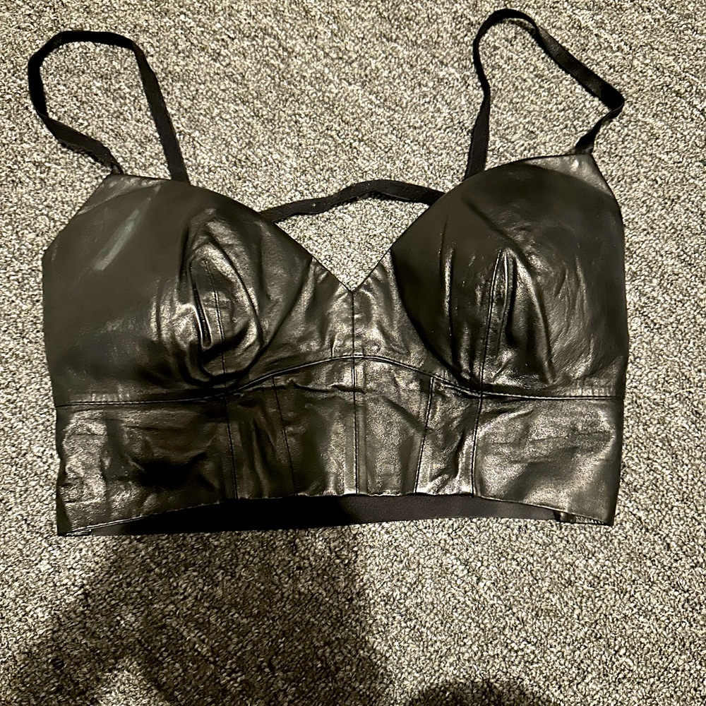 Leather Bebe crop top